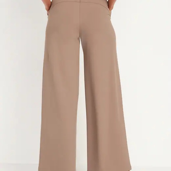 Old Navy PowerSoft Wide Leg Pants Women’s M Tan High Rise Pull On Stretch NEW - Picture 4 of 11